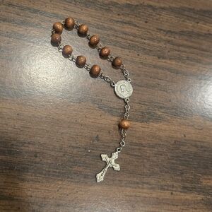 Italy Wood Bead Rosary Bracelet Pope John Paul II